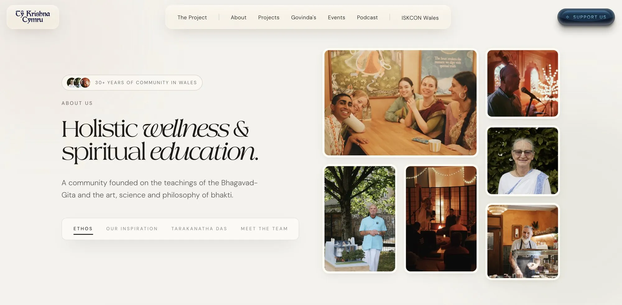 About page — holistic wellness and spiritual education