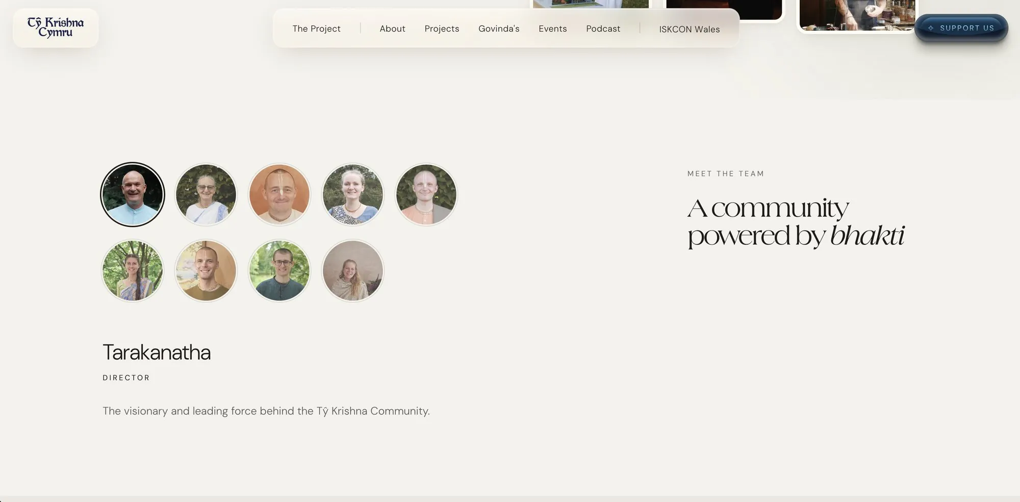 Team page — a community powered by bhakti